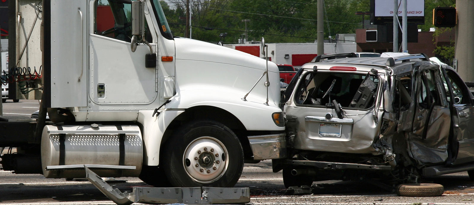 Accident involving a truck and a mini-van vehicle.