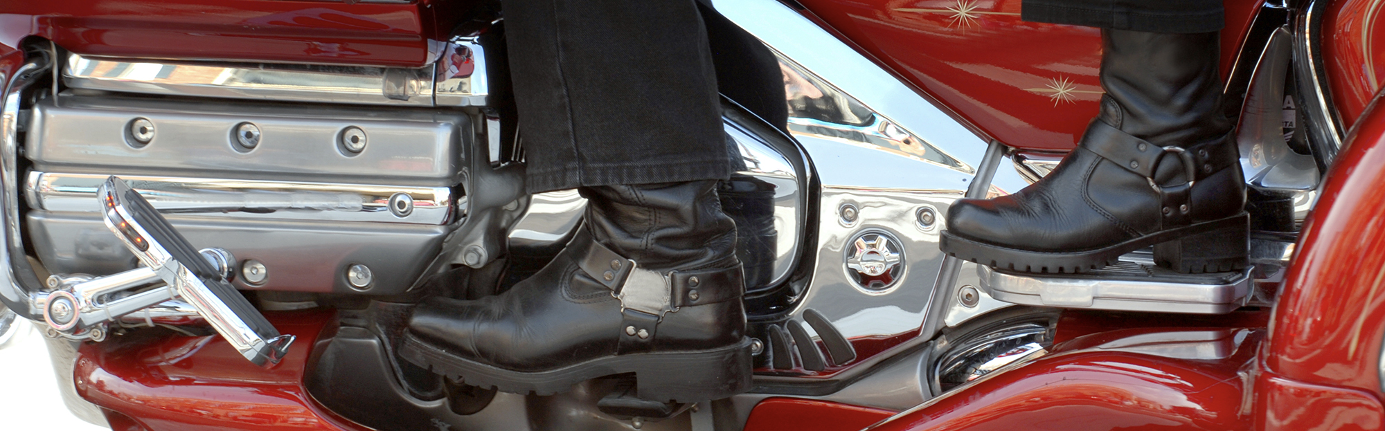 Motorcycle riders wear the right kind of boots.